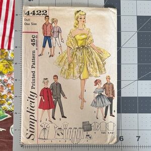 Simplicity 4422 Vintage 1960s Doll Wardrobe Pattern – Fits Barbie, Ken, Babette,
